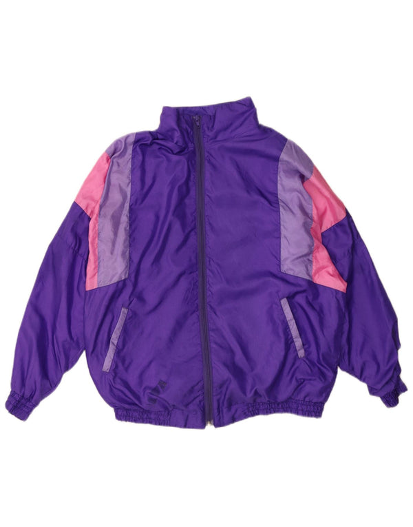 Vintage Womens Tracksuit Top Jacket UK 10 Small Purple Colourblock