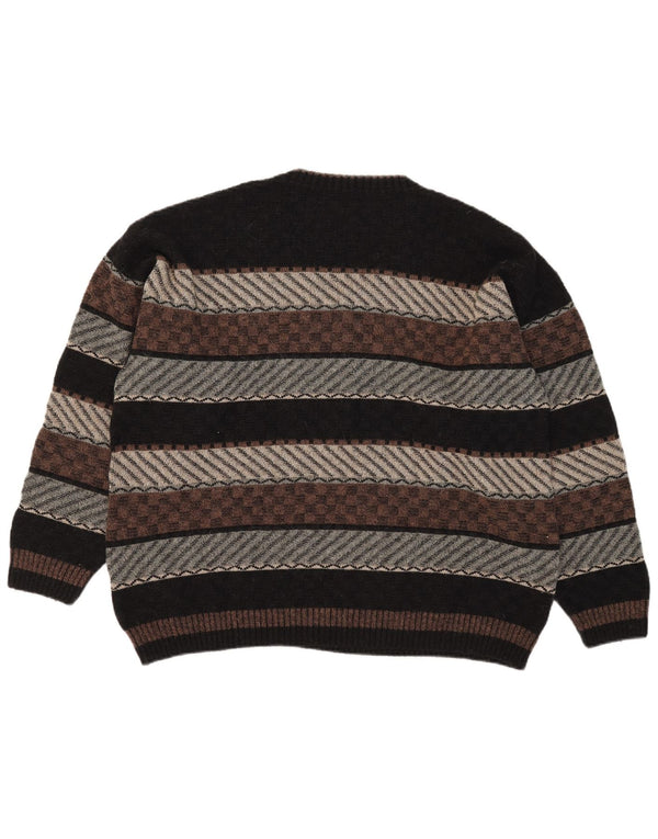 Demiro Herre V-hals sweater IT 54 XL Flerfarvet geometrisk uld
