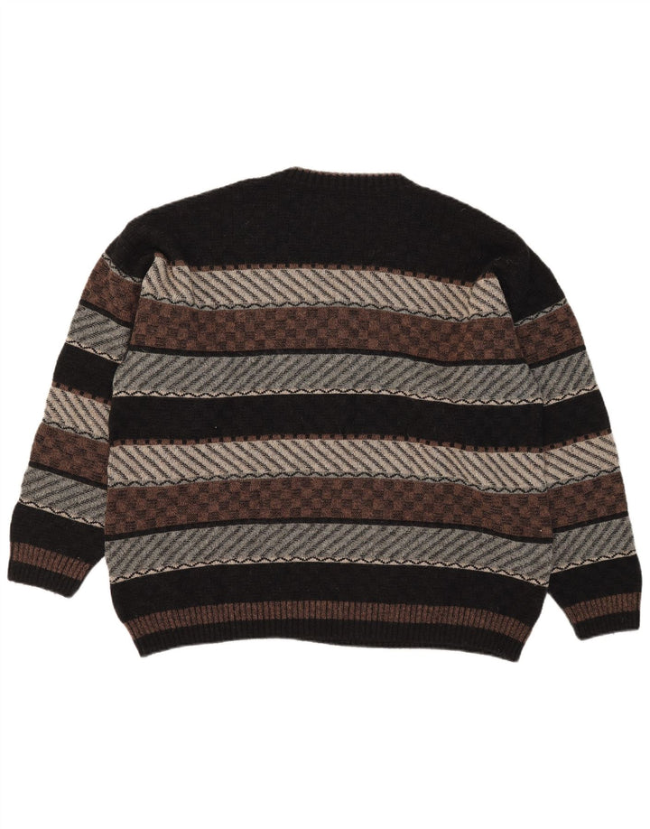 Demiro Herre V-hals sweater IT 54 XL Flerfarvet geometrisk uld