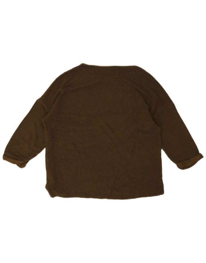 Zara Dame Oversized Top 3/4 ærme UK 10 Lille brun viskose