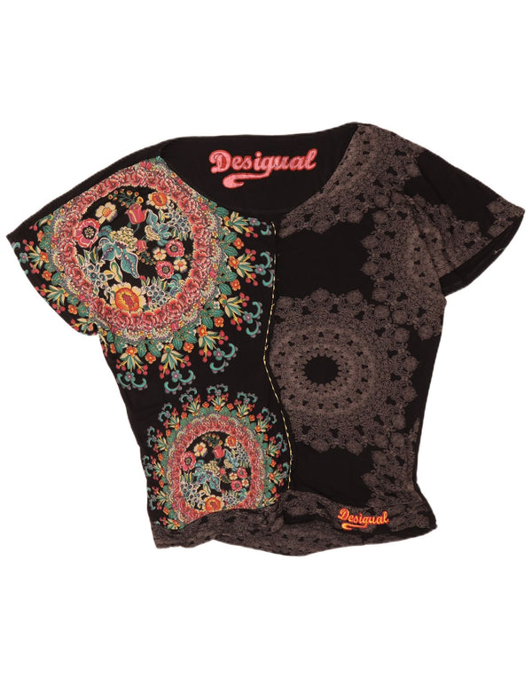 Desigual Kvinder Oversized grafisk bluse Top UK 16 Large Black Floral