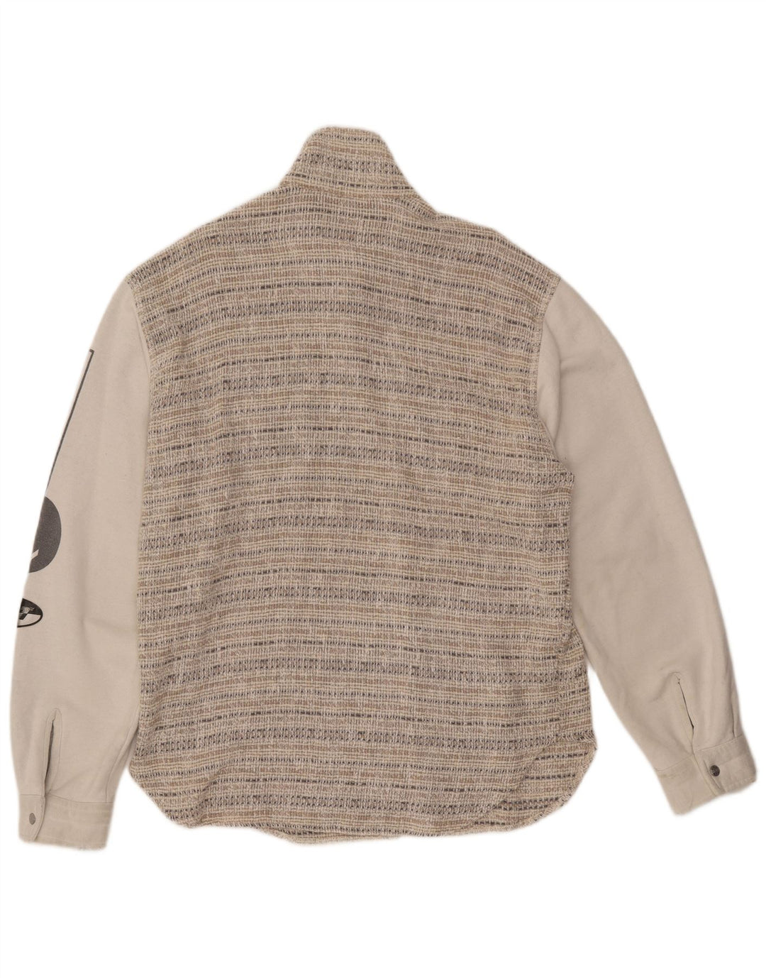 VINTAGE Herre grafisk bomberjakke UK 44 2XL Beige Stribet Uld