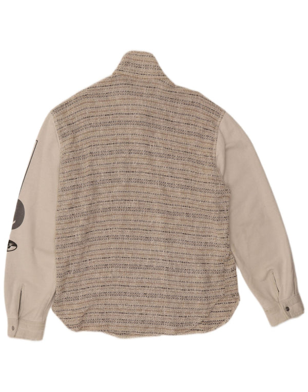 VINTAGE Herre grafisk bomberjakke UK 44 2XL Beige Stribet Uld