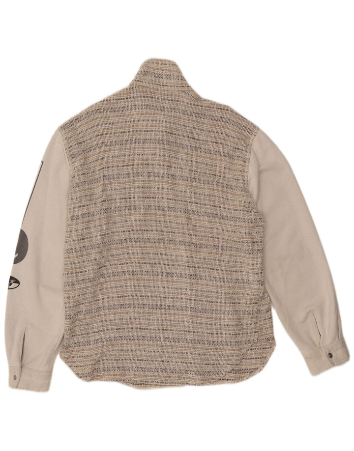 VINTAGE Herre grafisk bomberjakke UK 44 2XL Beige Stribet Uld