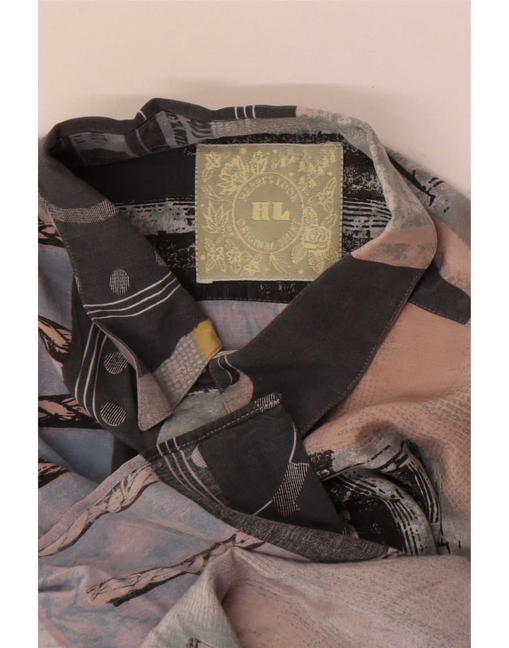 Vintage Kortærmet Herreskjorte Medium Flerfarvet Patchwork