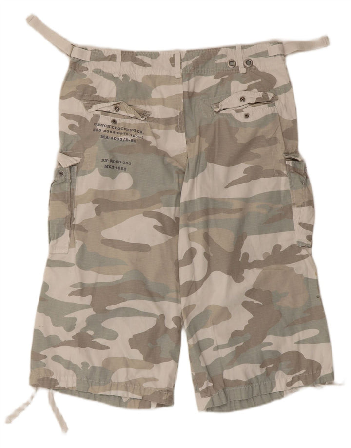 BÆNK Herre Cargo Shorts W30 Medium Beige Camouflage Bomuld