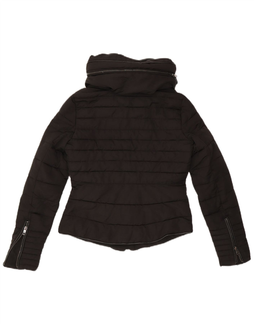 Zara Polstret hættejakke til kvinder UK 6 XS sort polyester