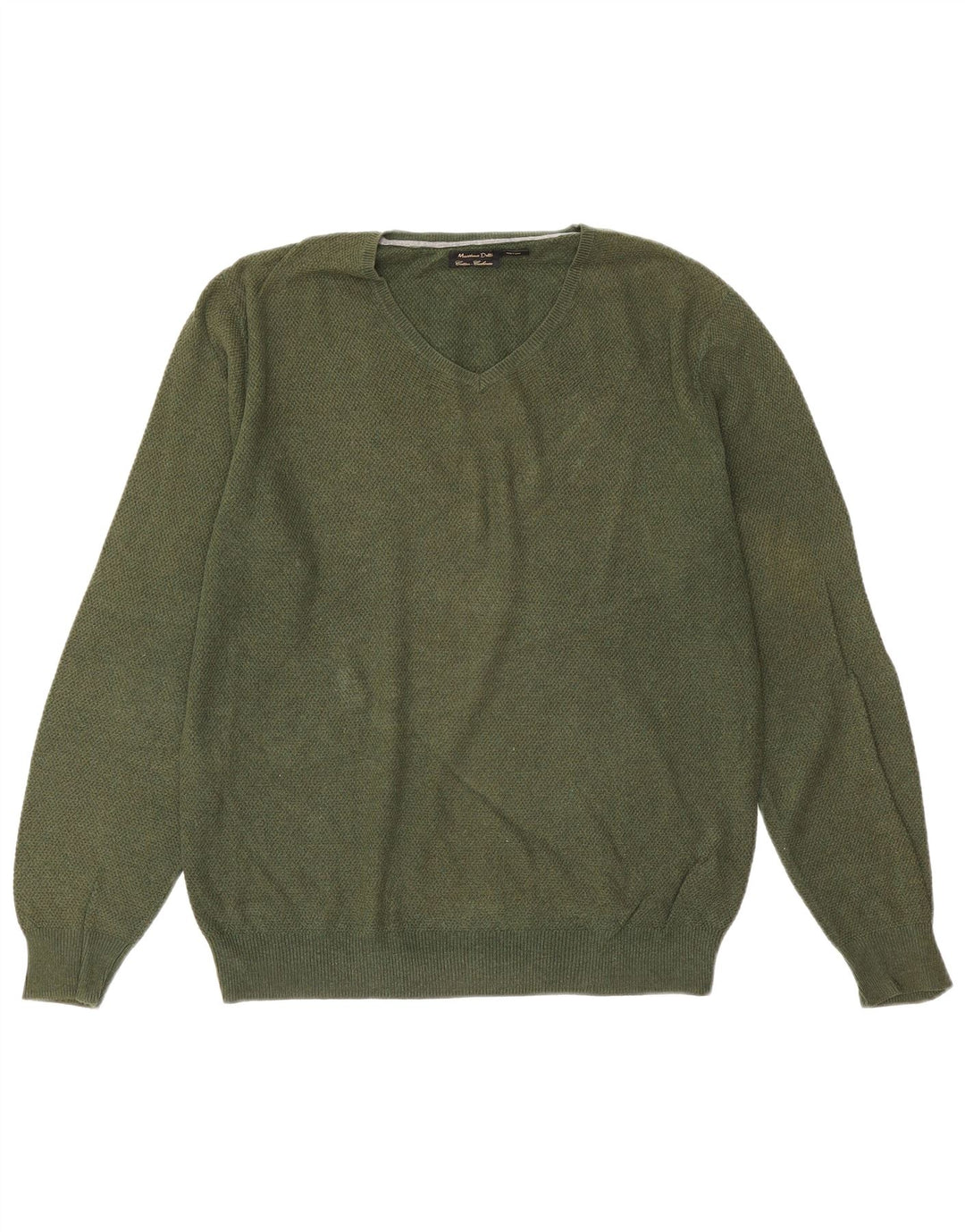 Massimo Dutti Herre V-hals sweater Stor grøn bomuld