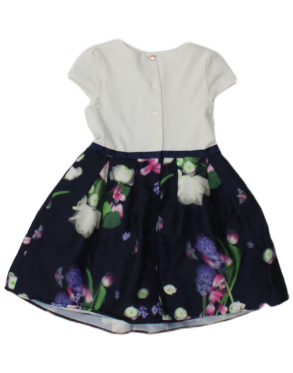 Ted Baker Girls A-Line Kjole 5-6 år Navy Blue Floral Polyester