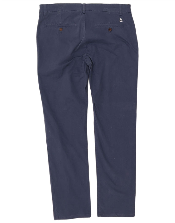 PENGUIN Herre Slim Chino Bukser W34 L32 Marineblå Bomuld