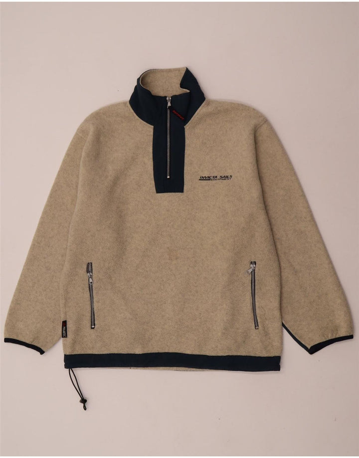 Invicta herre lynlås hals fleece jumper stor beige colourblock polyester