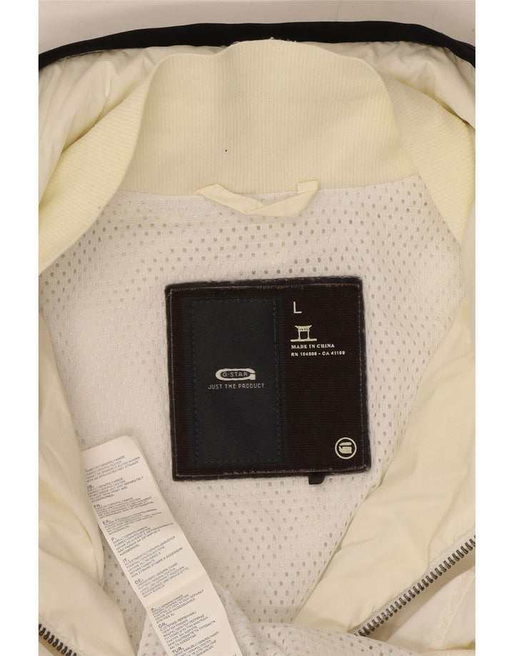 G-STAR Regnjakke med hætte til kvinder UK 14 Stor hvid polyamid