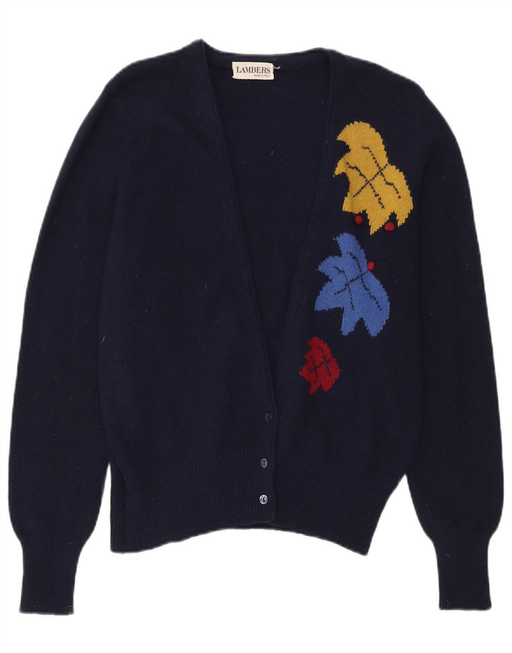 Lambers Dame Cardigan Sweater IT 46 Large Navy Blue Floral