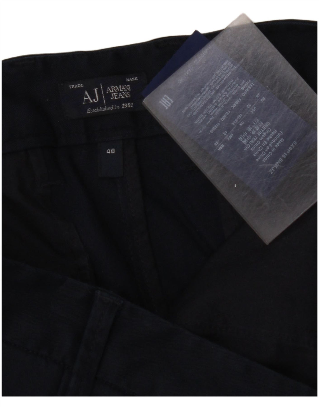 ARMANI Slim Chino-bukser til mænd IT 48 Medium W32 L33 Marineblå Bomuld