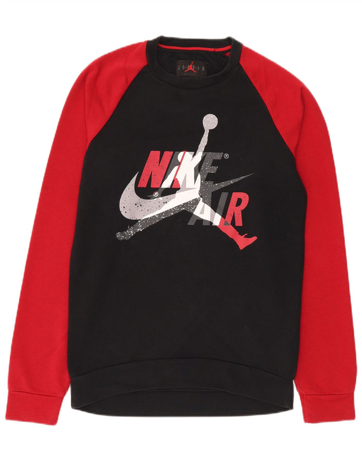 Jordan Herre Grafisk Sweatshirt Jumper Lille Sort Colourblock Bomuld