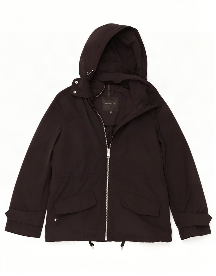 Massimo Dutti Dame Hooded Parka Jacket UK 14 Medium Black