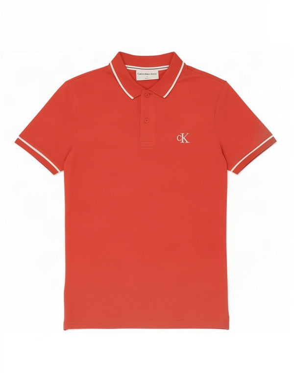 Calvin Klein Jeans Mens Slim Fit Polo Shirt Small Red Cotton