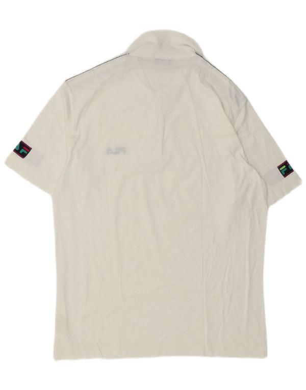 Fila Herre grafisk poloshirt IT 50 Medium White Colourblock Bomuld