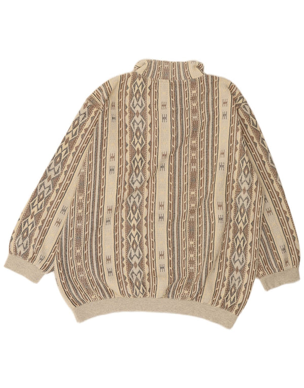 Vintage sweatshirt med lynlås til mænd 2XL flerfarvet geometrisk bomuld