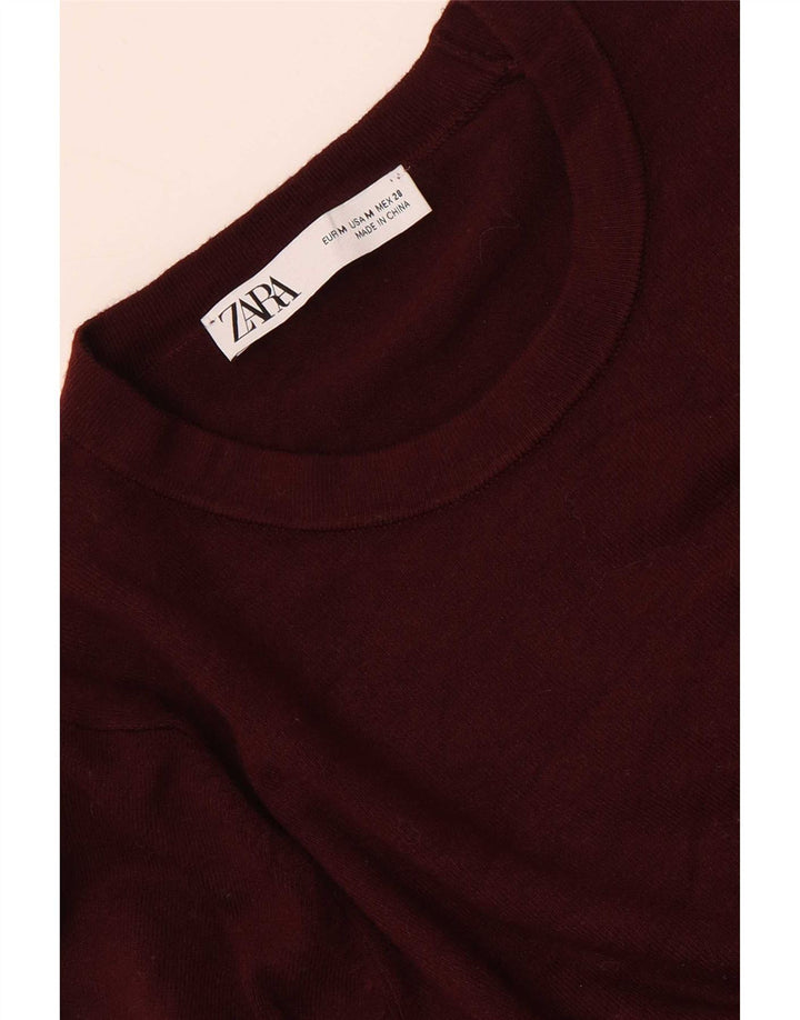 Zara Dame Jumper Sweater UK 12 Medium Burgundy