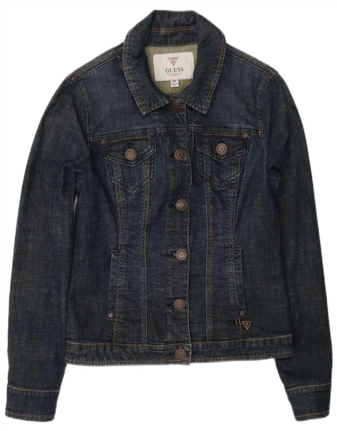 Guess Dame Denim Jacket UK 8 Small Navy Blue Cotton