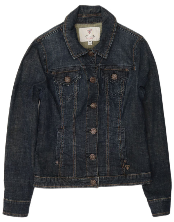 Guess Dame Denim Jacket UK 8 Small Navy Blue Cotton