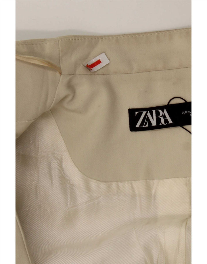 Zara Dame Blazer Jacket UK 18 XL Beige Polyester