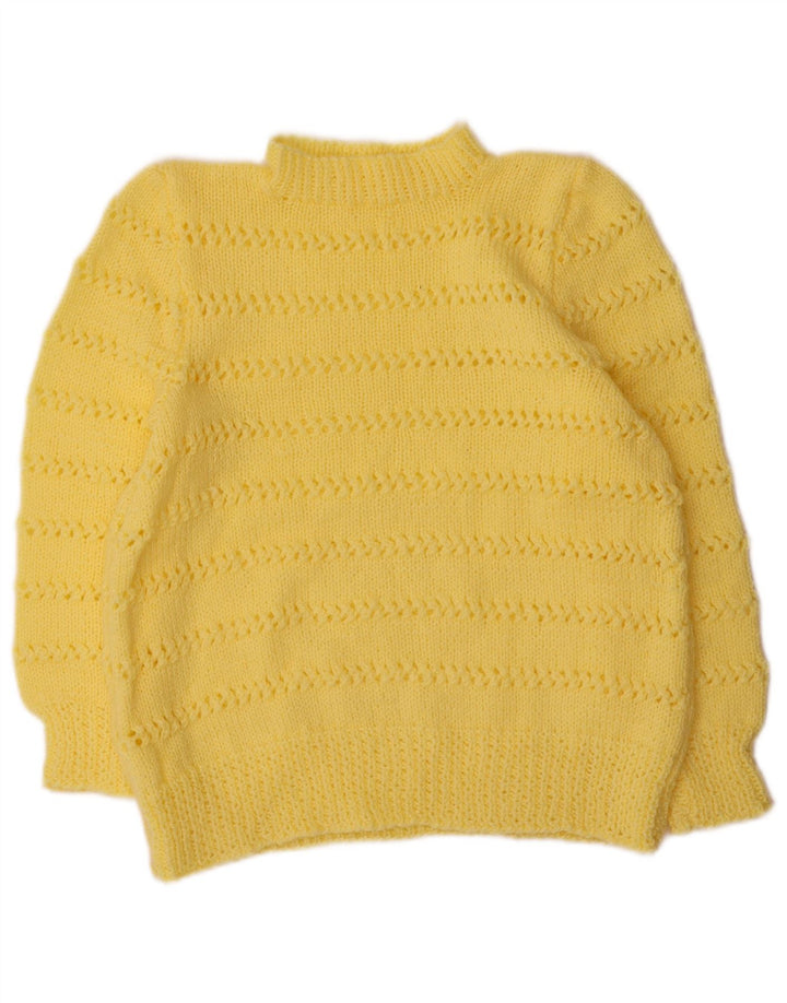 Vintage Dame Turtle Neck Jumper Sweater UK 14 Large Yellow