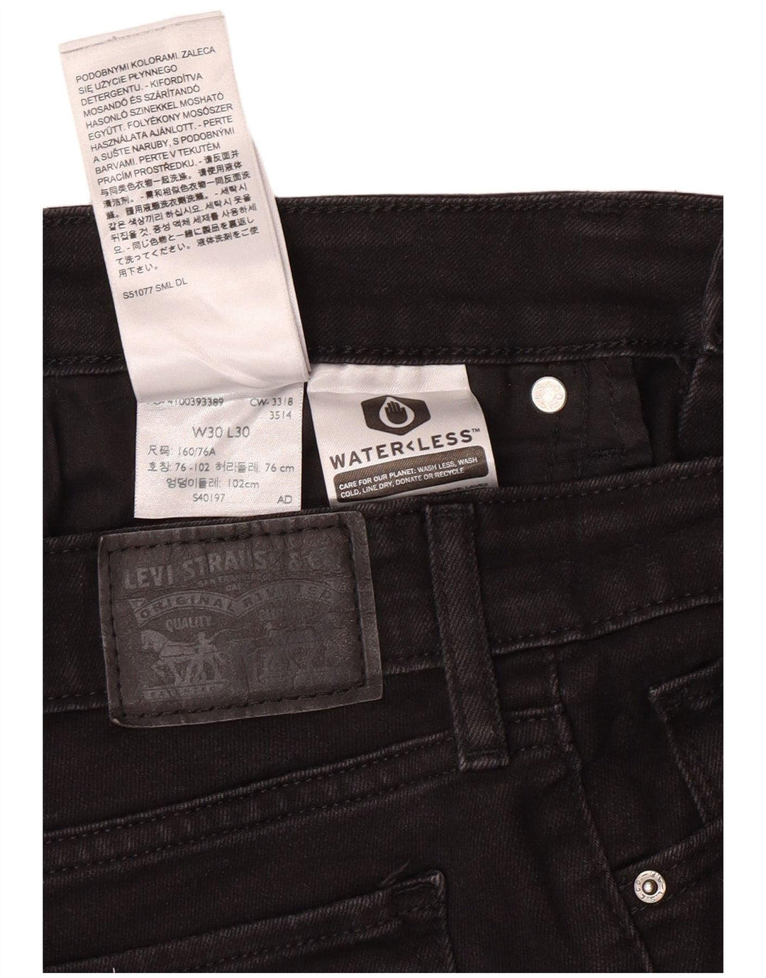 LEVI'S Dame 711 Skinny Jeans W30 L30 Sort Bomuld