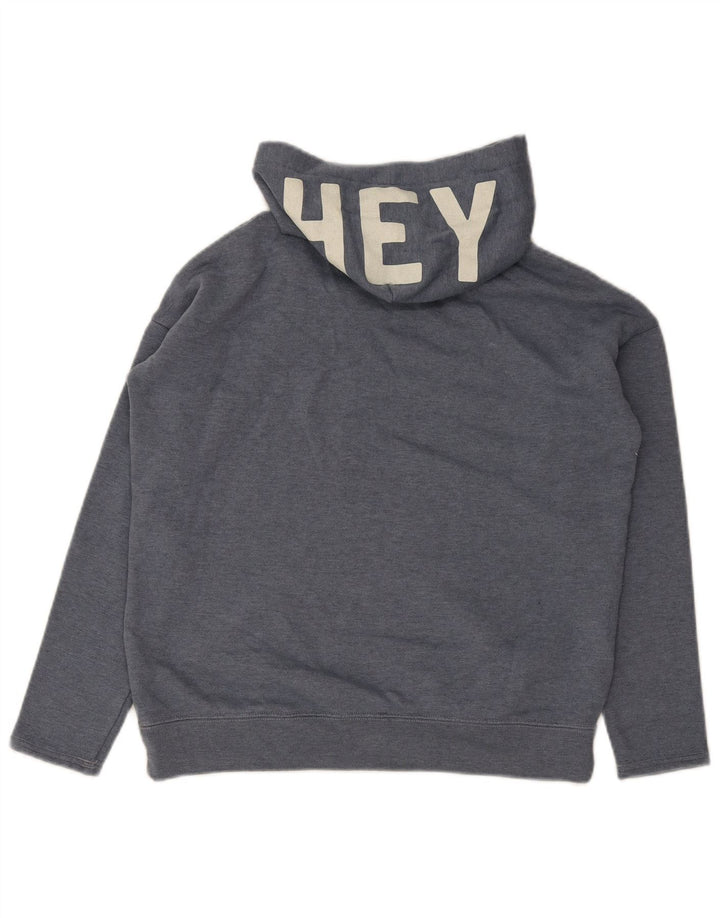 American Eagle Dame Grafisk Oversized Hoodie Jumper UK 10 Small Grey