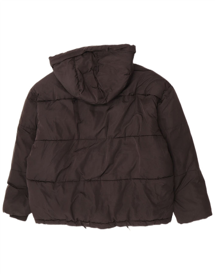Zara Dame Hætte Polstret Jakke UK 42 XL Sort Polyester