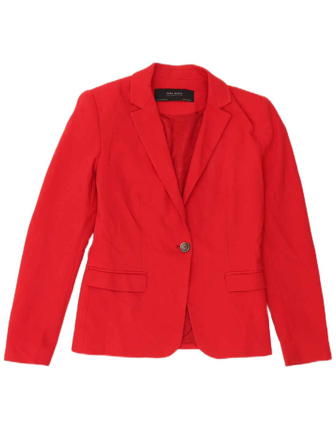 Zara Dame 1 Knap Blazer Jacket UK 10 Lille Rød Bomuld