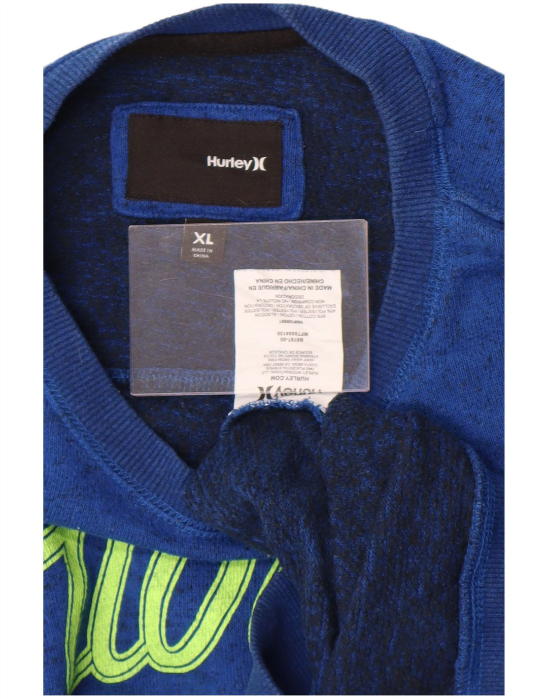Hurley Herre Grafisk Sweatshirt Jumper XL Blå Flecked Bomuld