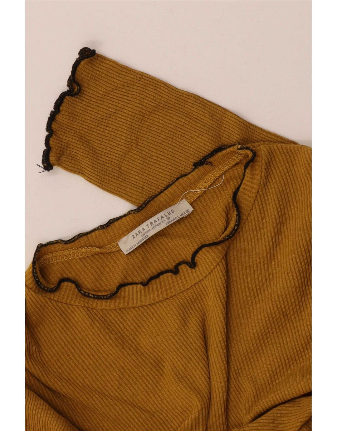 Zara Dame Trafaluc Top Langærmet UK 14 Medium Gul