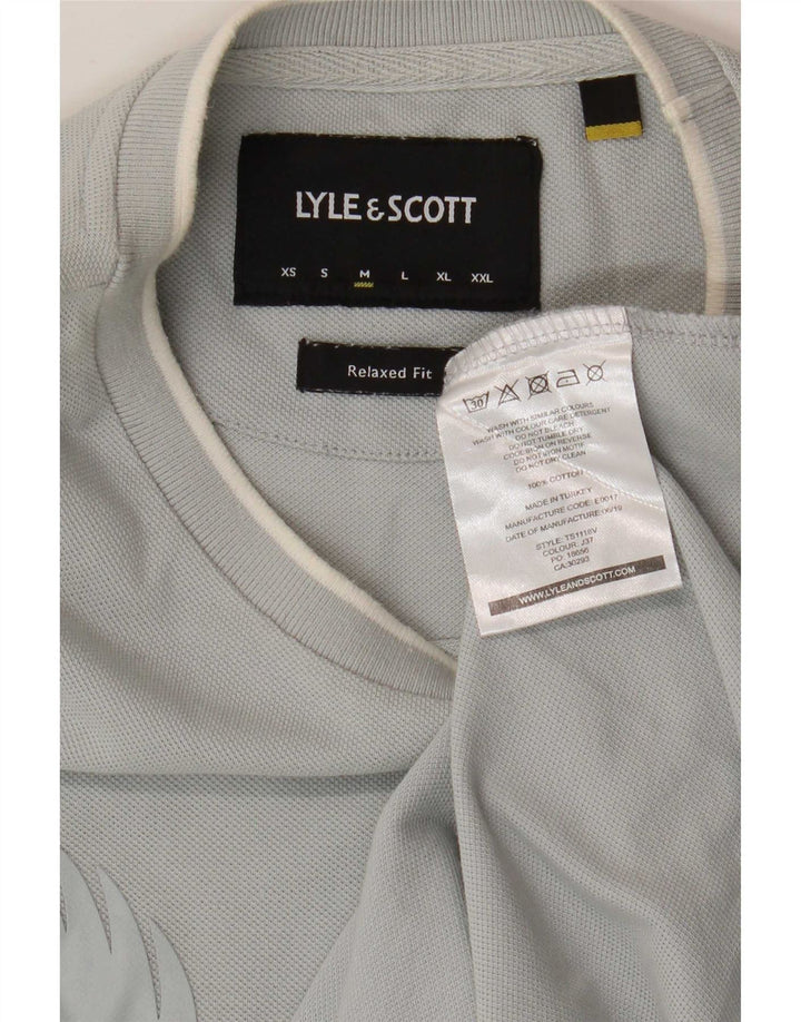 Lyle & Scott Herre Relaxed Fit grafisk T-shirt top mellemblå bomuld