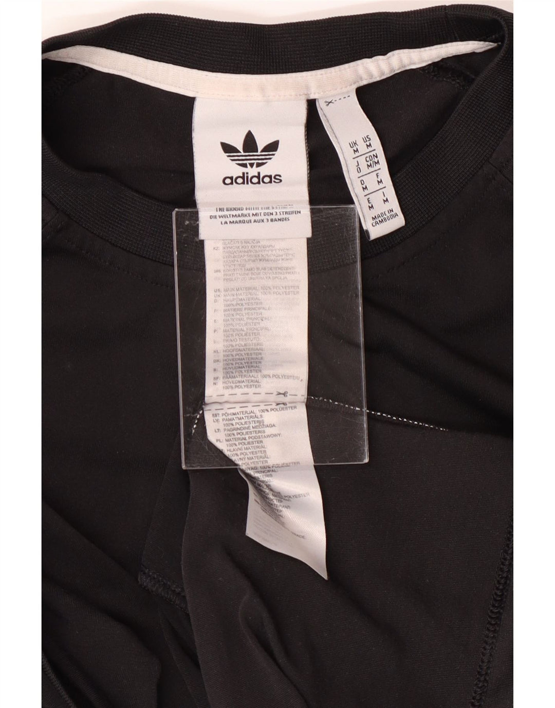ADIDAS Mens Graphic T-Shirt Top Medium Black Colourblock Polyester Vintage Adidas and Second-Hand Adidas from Messina Hembry 