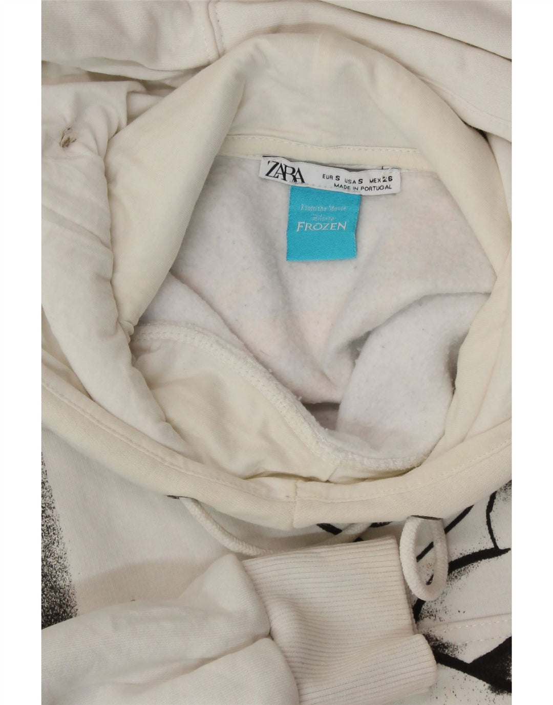 ZARA Frozen Graphic Hoodie Jumper UK 10 Small White