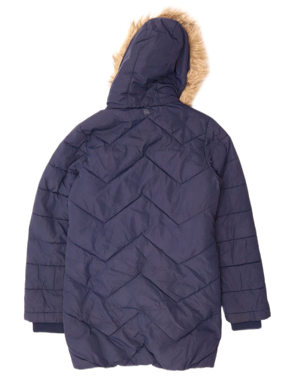 Mountain Warehouse Piger Polstret frakke med hætte 11-12 år Marineblå Geometrisk