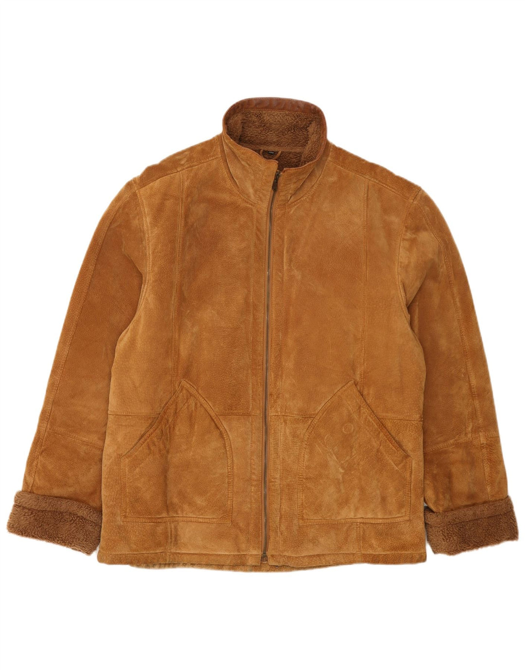 John F Gee Herre Sherpa Ruskindsjakke IT 50 Stort Beige Læder