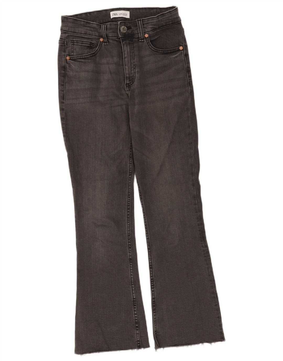 Zara Dame Flared Jeans EU 36 XS W26 L26 Grå