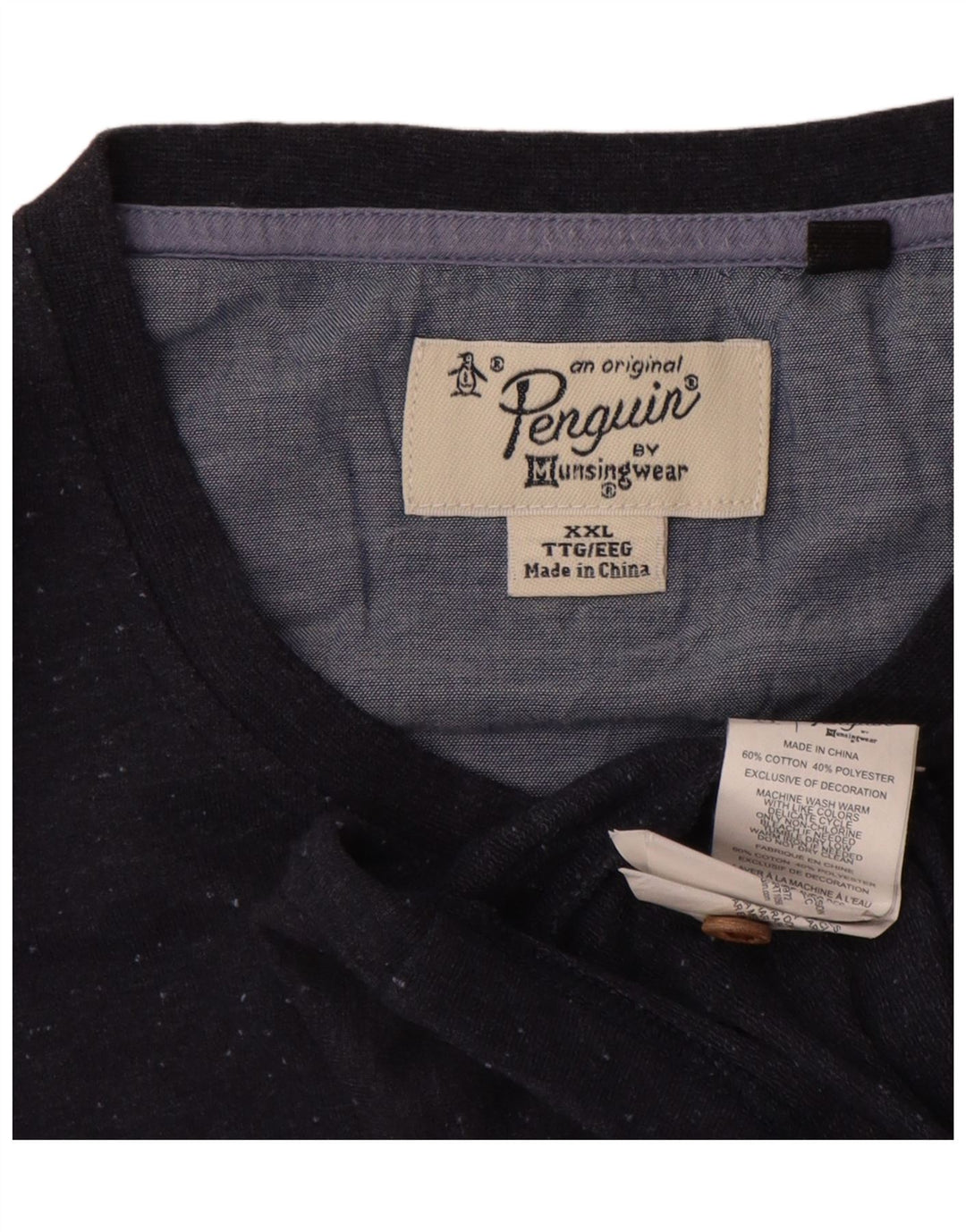 Penguin Herre T-Shirt Top 2XL Marineblå Bomuld