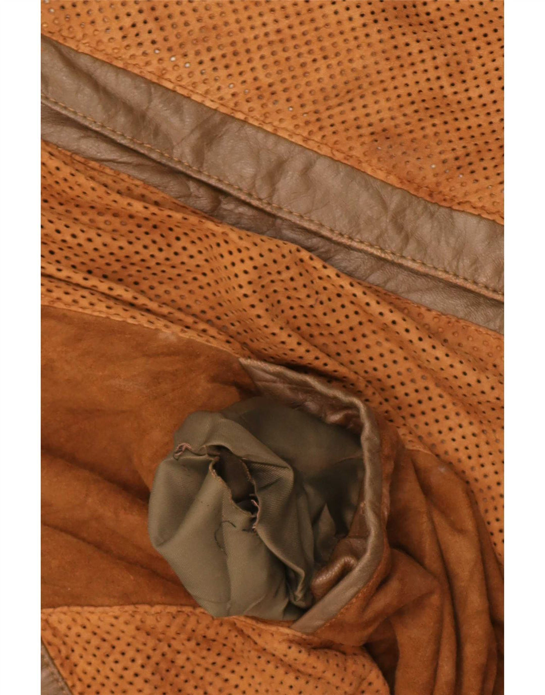 Vintage Herre Bomber Læderjakke UK 38 Medium Brown Colourblock