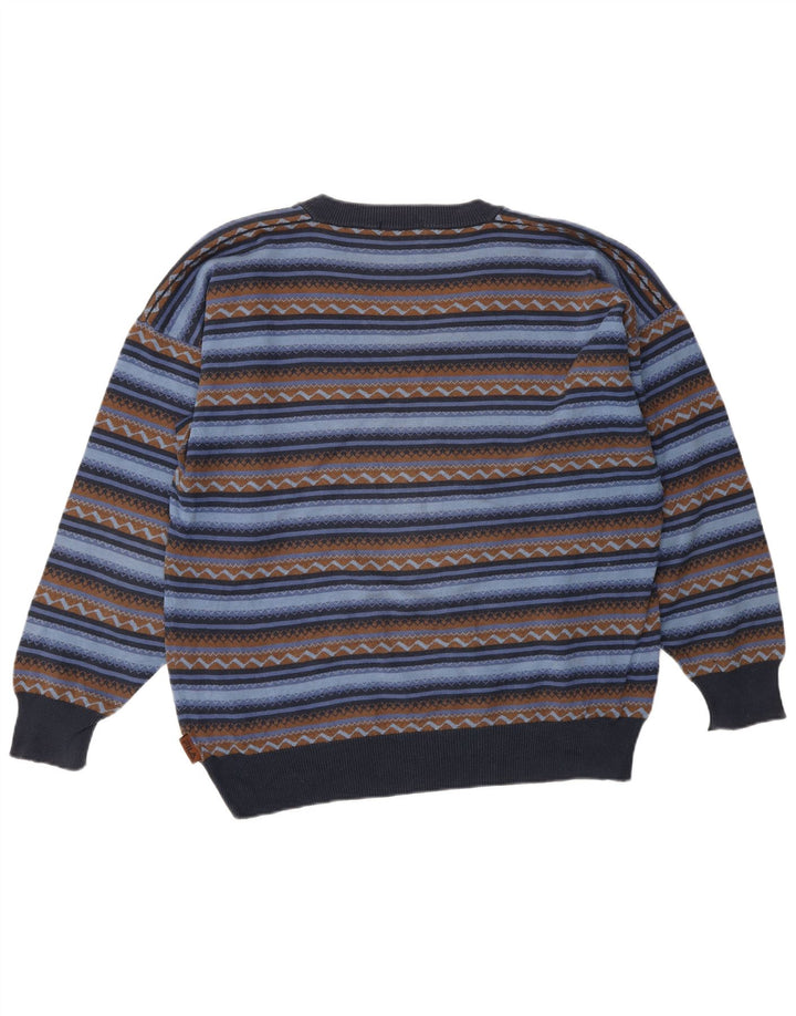 Fila Herre V-hals sweater mellemblå stribet