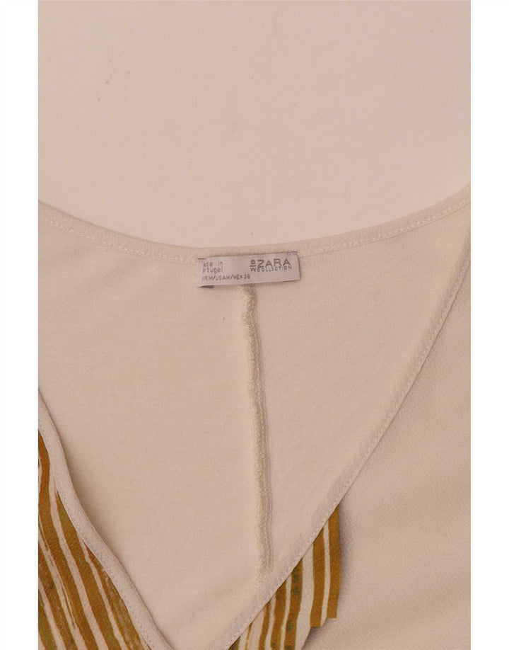 Zara Dame ærmeløs bluse Top UK 14 Medium White Colourblock