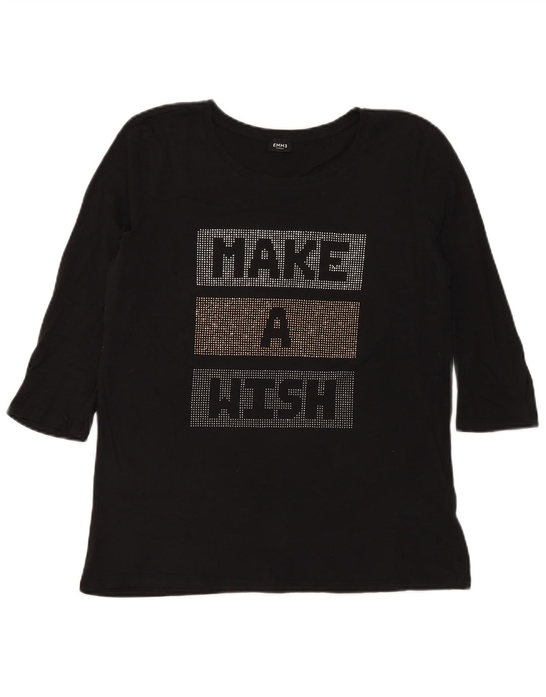 Marella Dame EMME grafisk top 3/4 ærme UK 12 Medium Sort