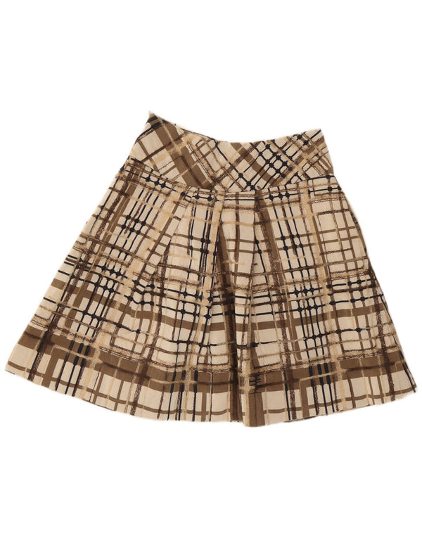 Sportmax plisseret nederdel til kvinder UK 10 Small W27 Brown Plaid Silke