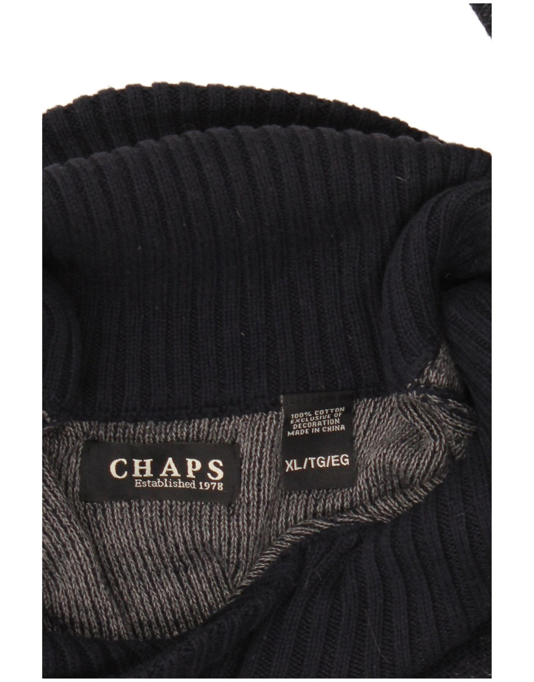 CHAPS Herre Shawl Neck Sweater XL Navy Blue Flecked