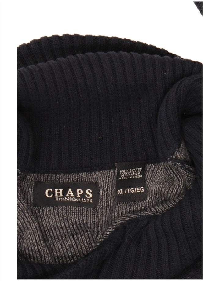 CHAPS Herre Shawl Neck Sweater XL Navy Blue Flecked