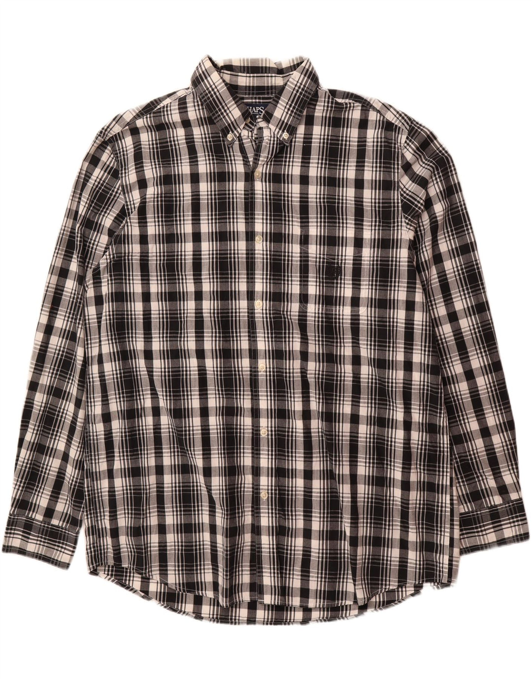 CHAPS Mens Shirt XL Black Check Cotton