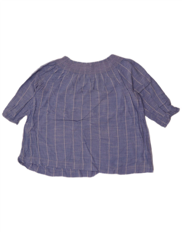 Fat Face Womens Crop Oversized Top 3/4 ærme UK 10 Small Blue Striped
